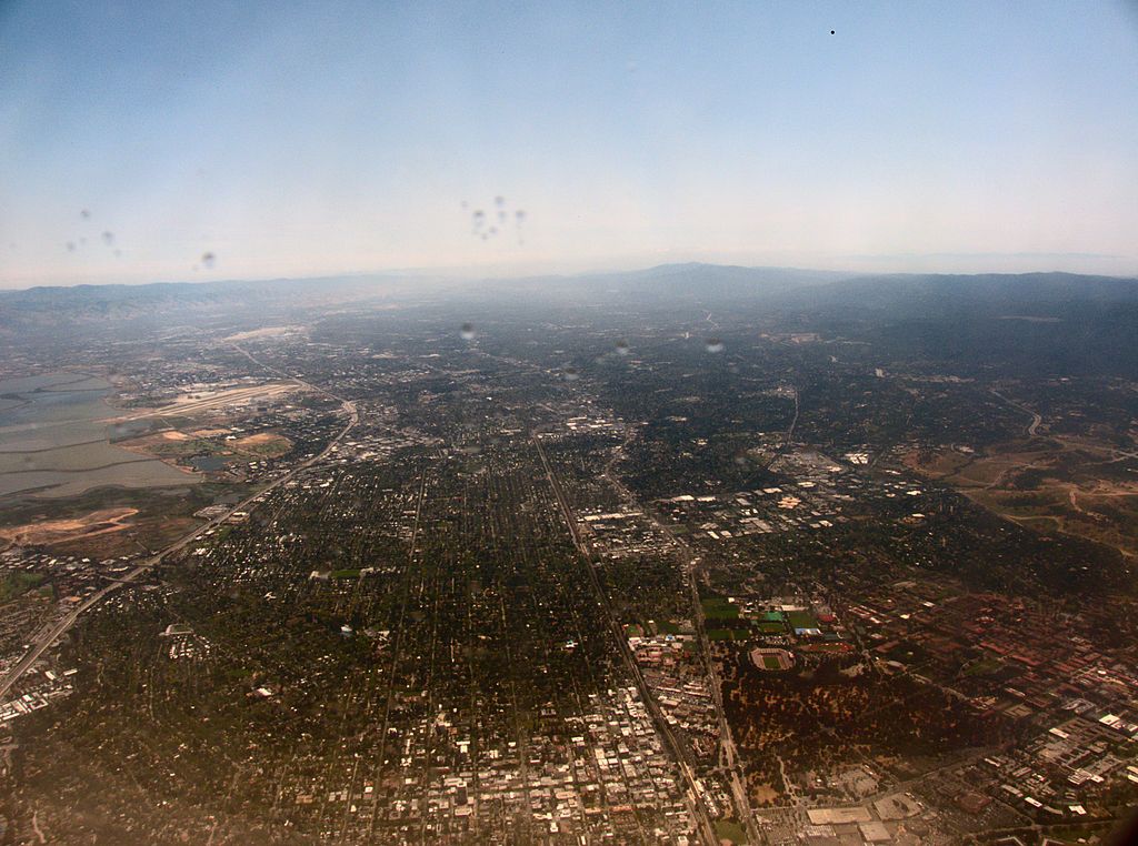 Silicon Valley from the air, the spiritual mecca for much startup hiring. Photo: Wikimedia/David Monniaux/CC-SA-BY