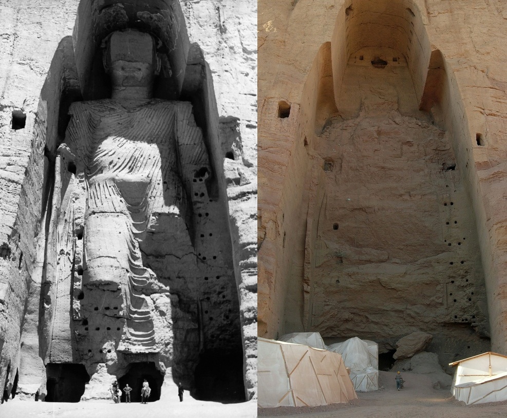 Data preservation: the big data is forever digitally preserved thanks to big data algorithms as well as photogrammatic images from 1968. Left: Larger Buddha of Bamiyan as it was in 1968. Right: as it is today(2008 photo), after it was destroyed by Taliban in 2001. Photo credit: Wikimedia/UNESCO/A Lezine/Carl Montgomery/Zaccarias/CC-BY-SA-2