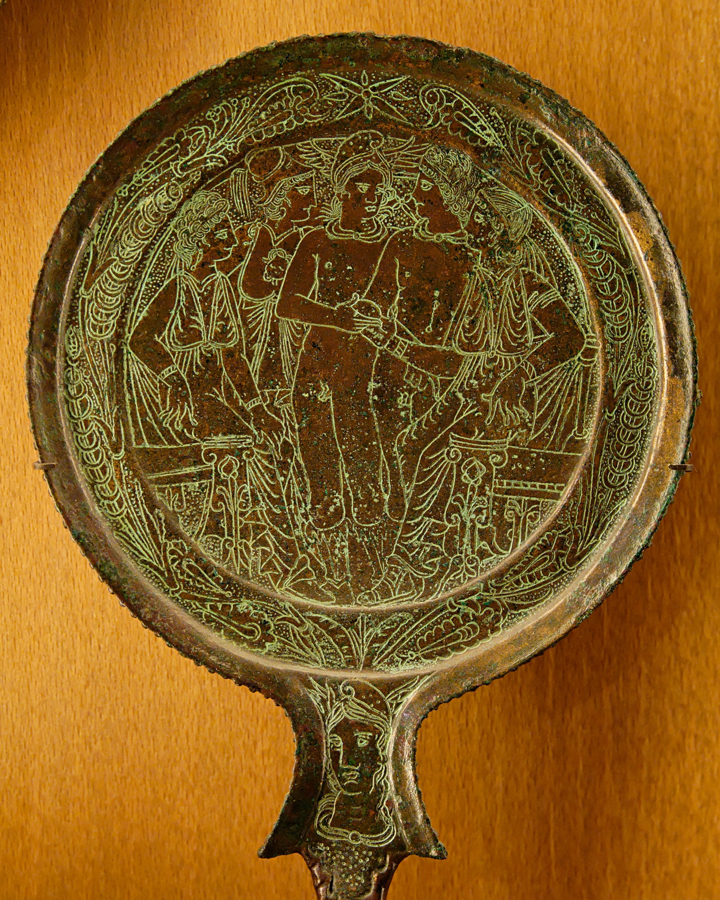 The mirror test appears to be an excellent test of animal intelligence in visually-dominated animals. Humans have appreciated mirrors for millennia, however. Shown here is ancient Etruscan mirror in the collection of the Lourve. Photo credit: Wikimedia/(C) Marie-Lan Nguyen/CC-BY-3