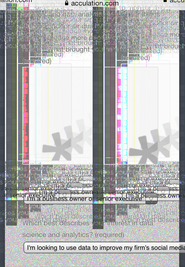 Glitch art rendering of an iOS screenshot of our survey.